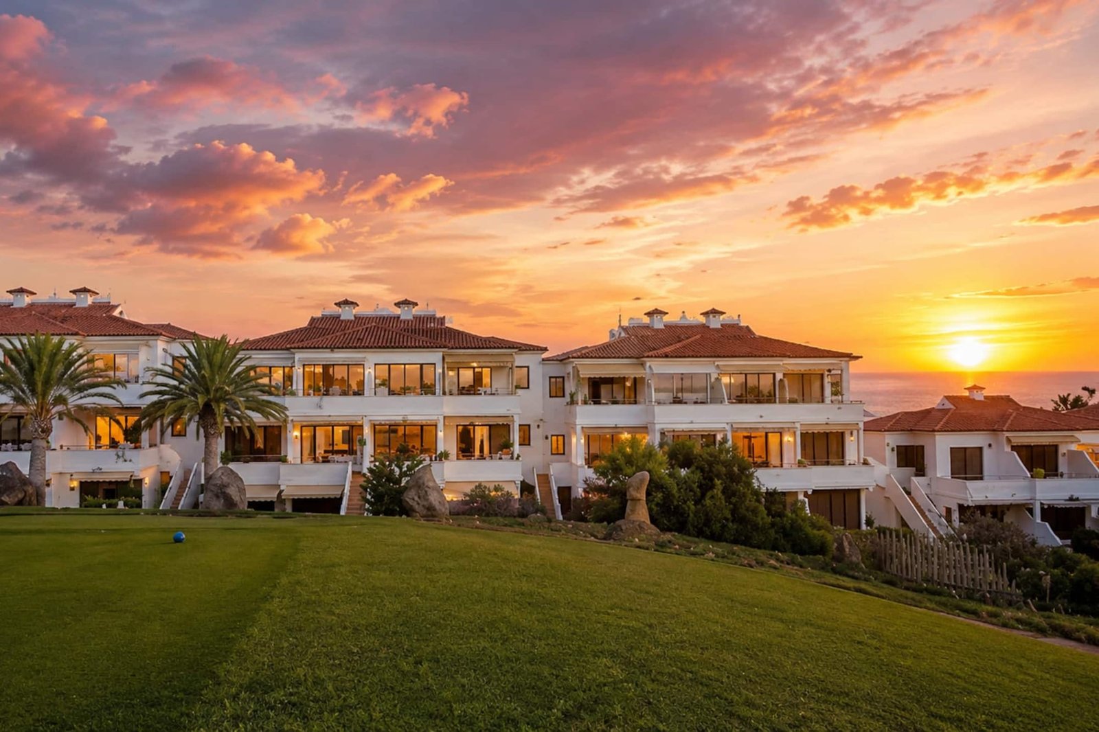 Atardecer en Amarilla Golf, al sur de Tenerife, donde Opal gestiona un dúplex turístico